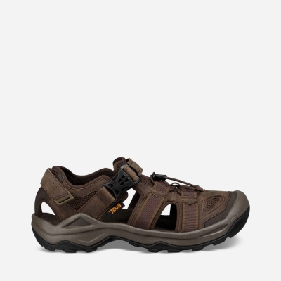 Teva Omnium 2 Leather - Men's Teva Hiking Sandals - Coffee | India (OXEZ19540)